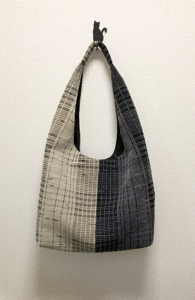 裂き織り　ショルダーバッグ　ワンハンドル（バイカラー）