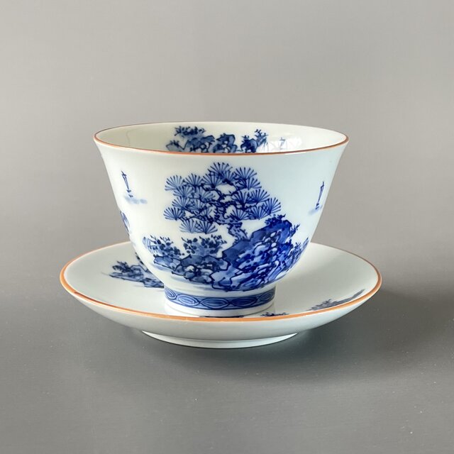手描き山水絵 せん茶碗皿セット(小) | iichi 日々の暮らしを心地よく