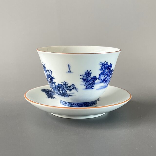 手描き山水絵 せん茶碗皿セット(小) | iichi 日々の暮らしを心地よく