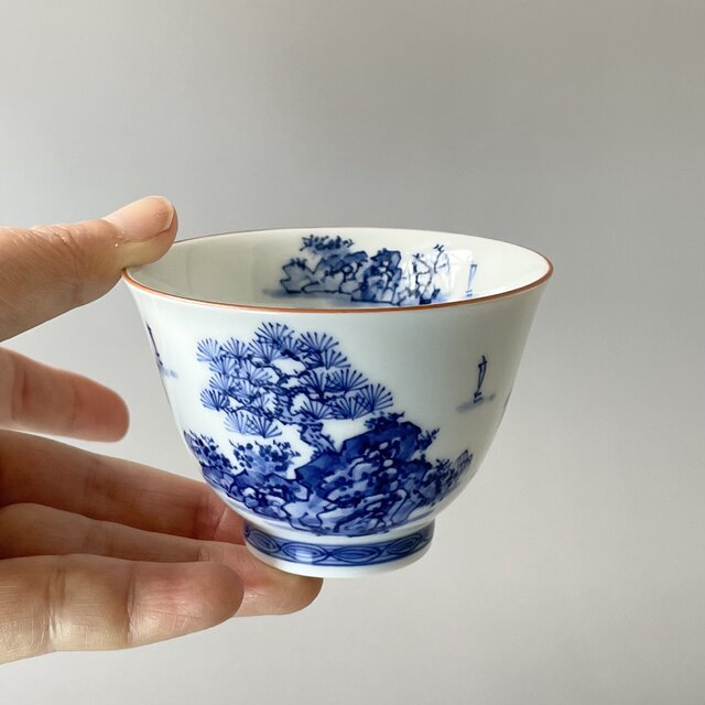 手描き山水絵 せん茶碗皿セット(小) | iichi 日々の暮らしを心地よく