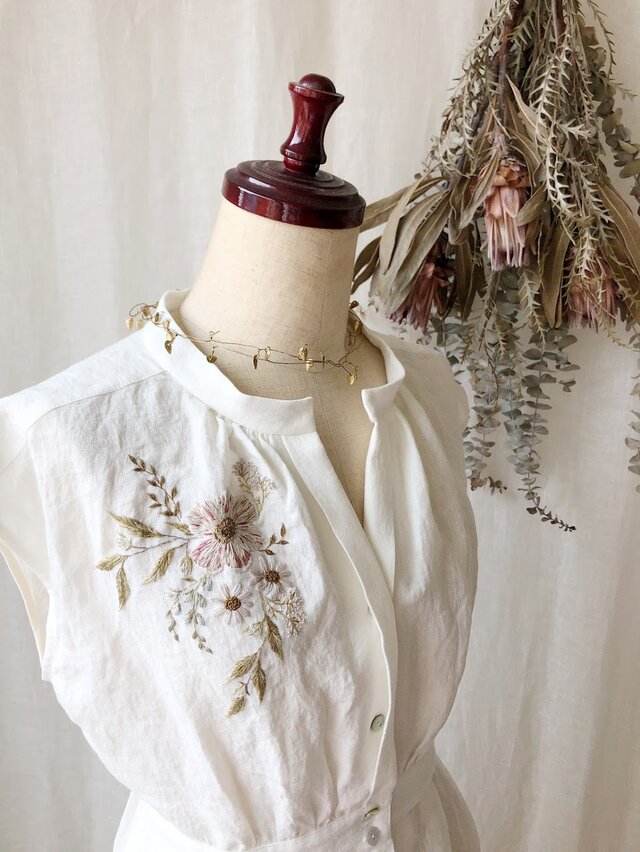【Mサイズ 刺繍リネンワンピース】Summer swagの画像1枚目