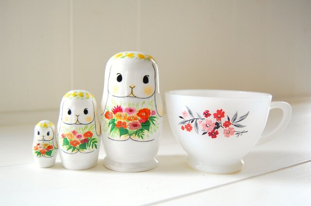 うさぎ＊マトリョーシカ＊お花いっぱい［15］ | iichi 日々の暮らし