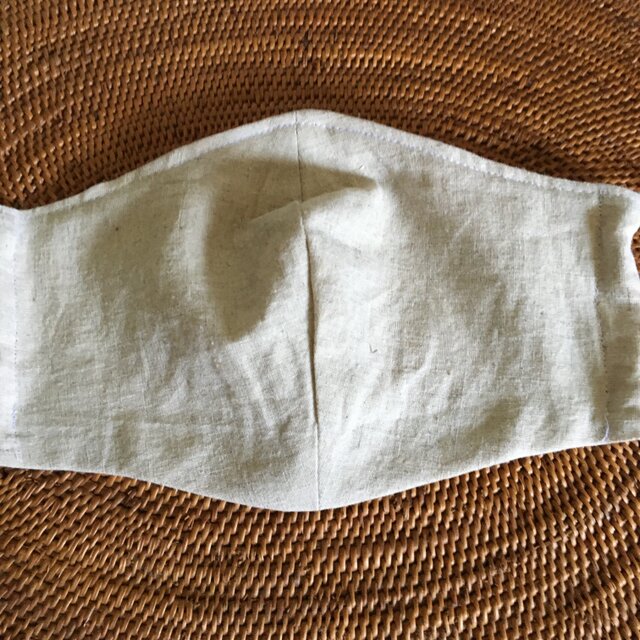 夏用立体マスク 麻布帛ベージュLの画像1枚目