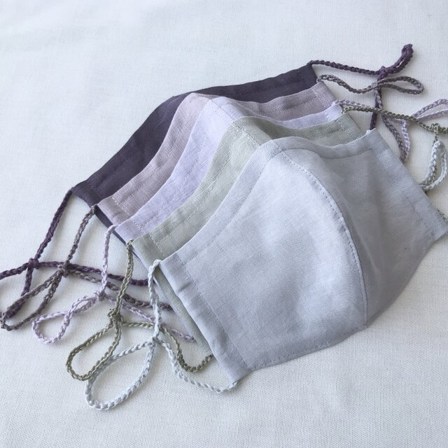 korokoro様ご注文品 リネン立体マスク5色 大人Mサイズの画像1枚目