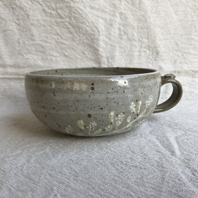 粉ひきのスープボウル(ミモザ柄)の画像1枚目
