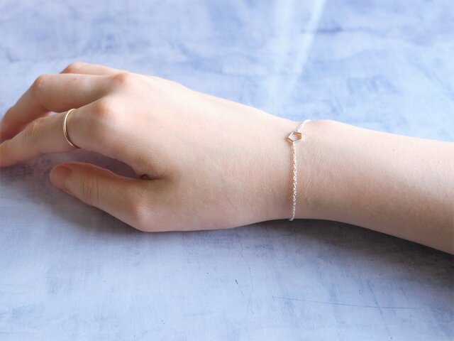 SILVER925 TUBE BRACELET/シルバー/ブレスレット silver925✶fimmtungur bracelet：変形五角形 透かし