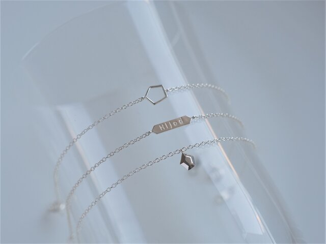 silver925✶fimmtungur bracelet：変形五角形 透かし