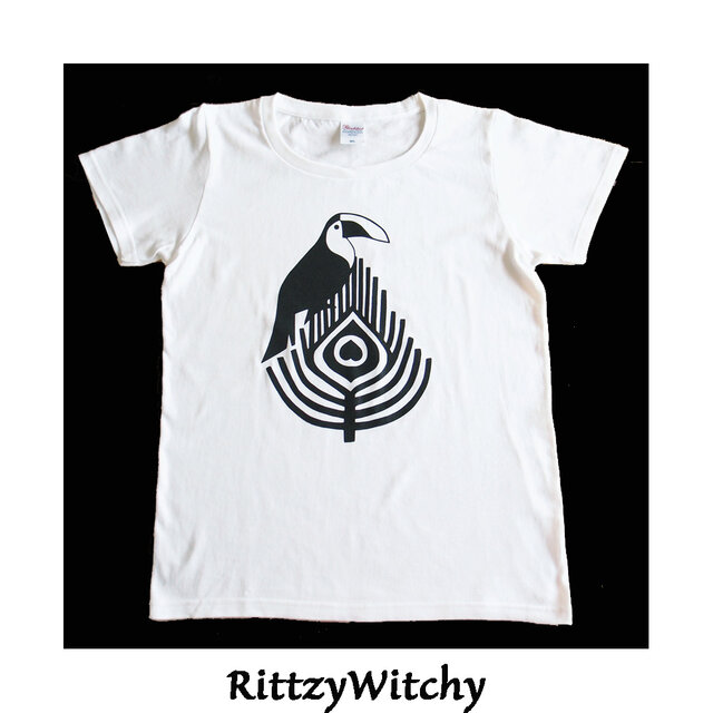 RittzyWitchy T-シャツ(ホワイト×ブラック・Lサイズ)の画像1枚目