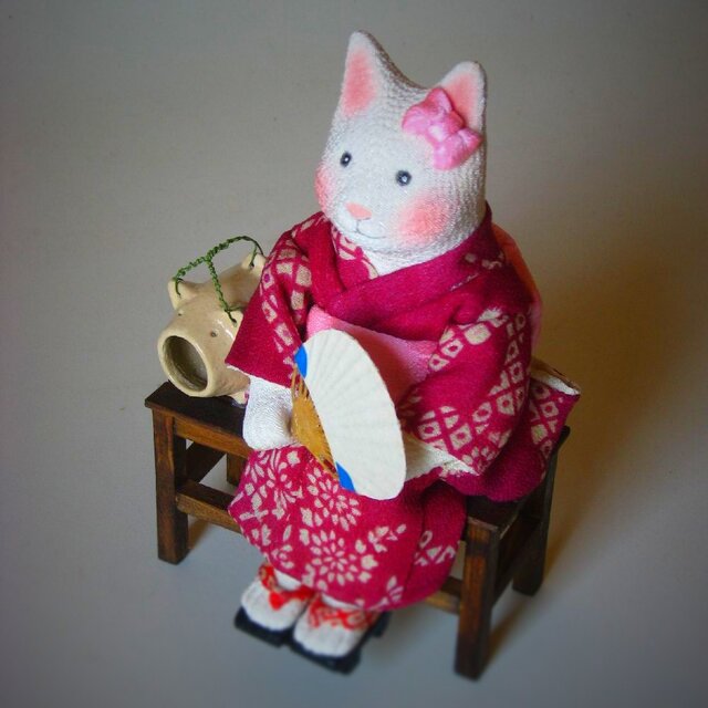 縮緬福猫 夕涼み その二十二の画像1枚目