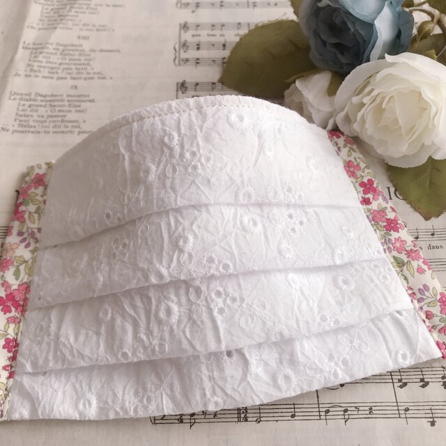 ★sale!!★夏マスク♡接触冷感♡レース♡マリーゴールド★ ☆.。.:*・°　プリーツマスク　°・*:.。.☆