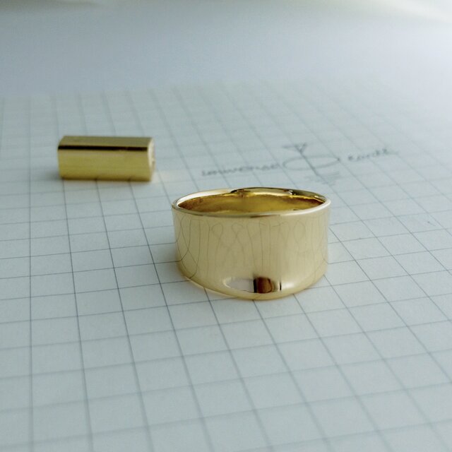 一点モノ：光の受信機　k18イエローゴールドリング「u-e」シリーズ【no.ue001】