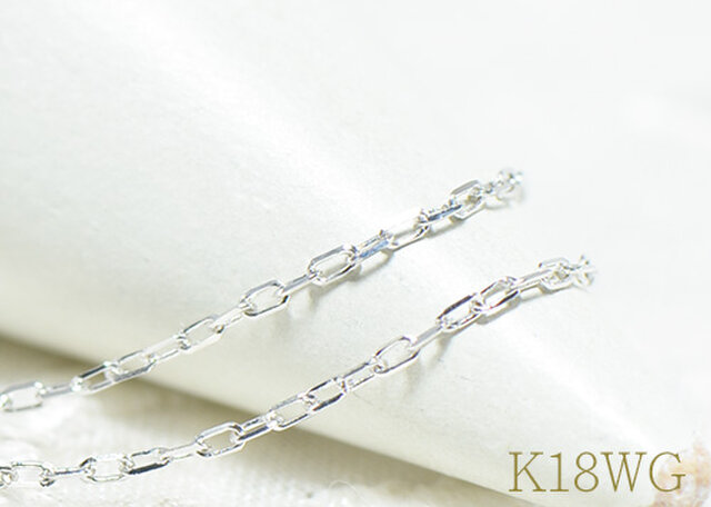 K18WG カットアズキ チェーン ネックレス 約40cm 線径約0.24mm YK