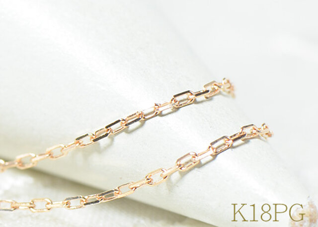K18PG ゴールド チェーンネックレス 約40cm K18PG カットアズキ チェーン ネックレス 約40cm 線径約0.24mm