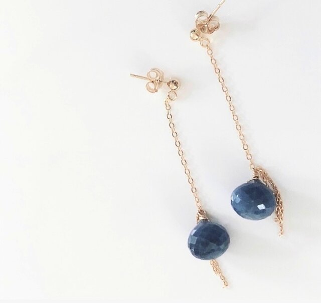 【限定1点】blue opal*long pierceの画像1枚目