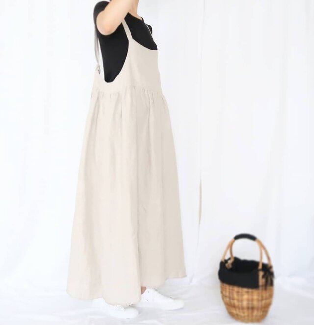 リネン2wayエプロンワンピース♡ニュアンスたっぷり♪ナチュラル系マストアイテム♡の画像1枚目