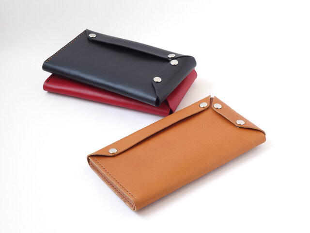 出し入れがしやすい ホックボタン式長財布【本革/受注生産 革5色・糸10色】の画像1枚目