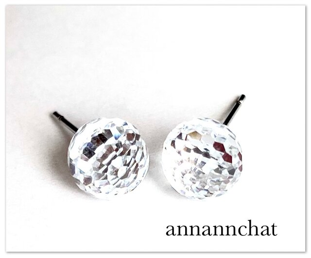 【スワロフスキー】クリスタルミラーボールスタッドピアス スワロフスキー ビンテージ 70年代 disco ミラーボール 8mm ピアス