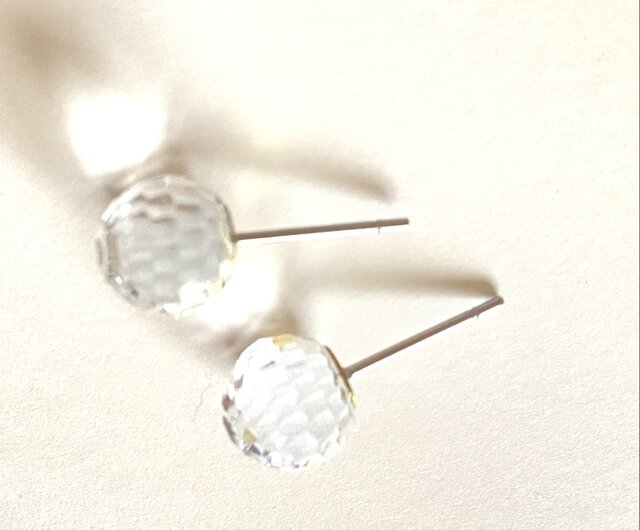 【スワロフスキー】クリスタルミラーボールスタッドピアス スワロフスキー disco ビンテージ 70年代 ミラーボール 6mm ピアス