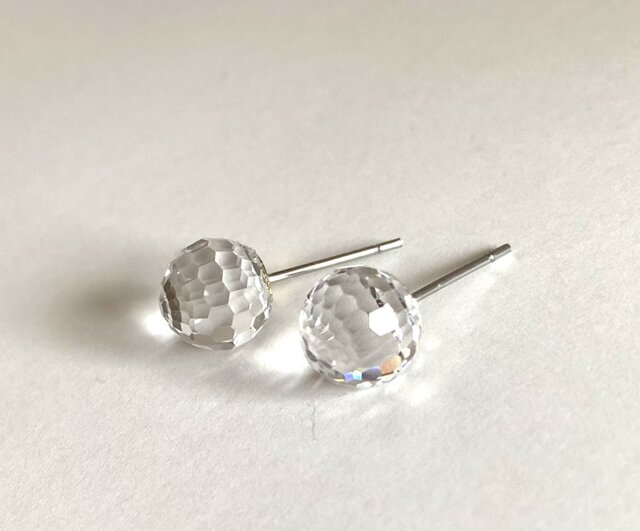 【スワロフスキー】クリスタルミラーボールスタッドピアス スワロフスキー ビンテージ 70年代 disco ミラーボール 8mm ピアス