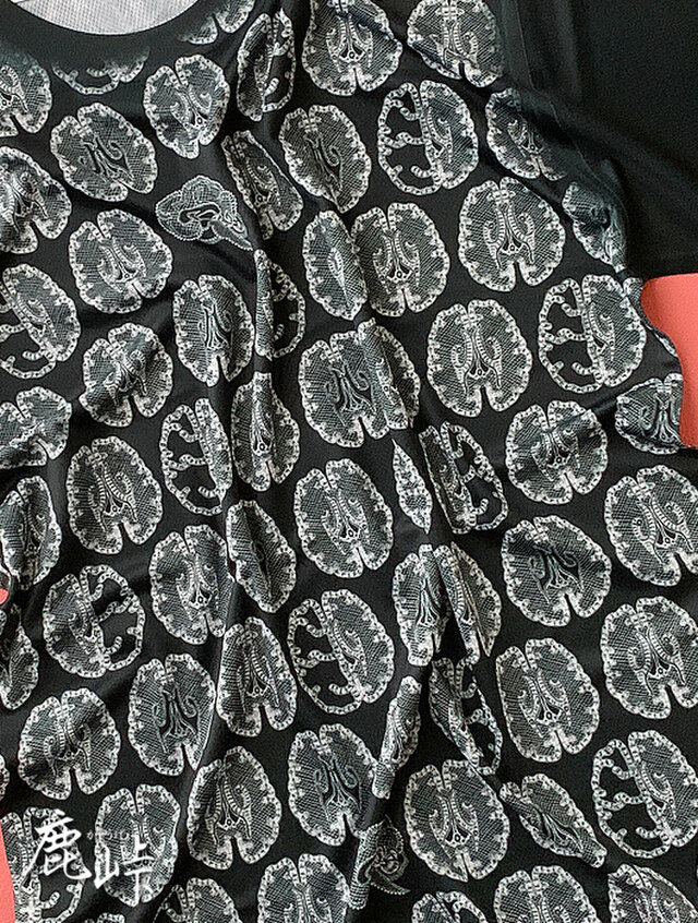 受注製作 レース模様風 脳柄 Tシャツ モノクロ系 Iichi ハンドメイド クラフト作品 手仕事品の通販