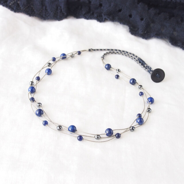 Collier Bleu Nuit(ラピスラズリ×ソーダライト)の画像1枚目