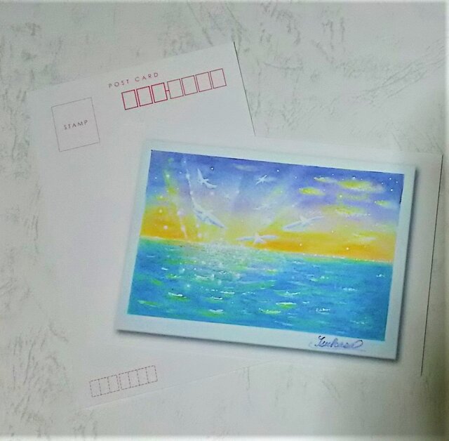 遠い空へ ハンドメイドパステル画 絵画アート原画 絵画