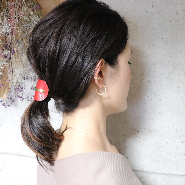 【美容師が考えたポニーフックレザー 「このは 」】レッドシボ/ポニーフック(ヘアフック・ヘアカフ)