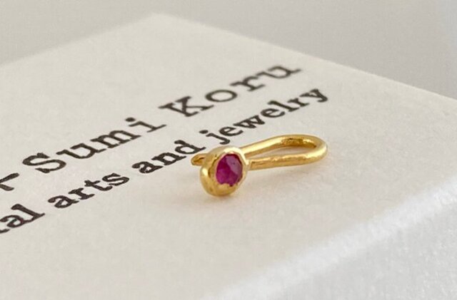 ◇ローズカット天然ルビー 純金クリップピアス◇K24 Pure Gold+