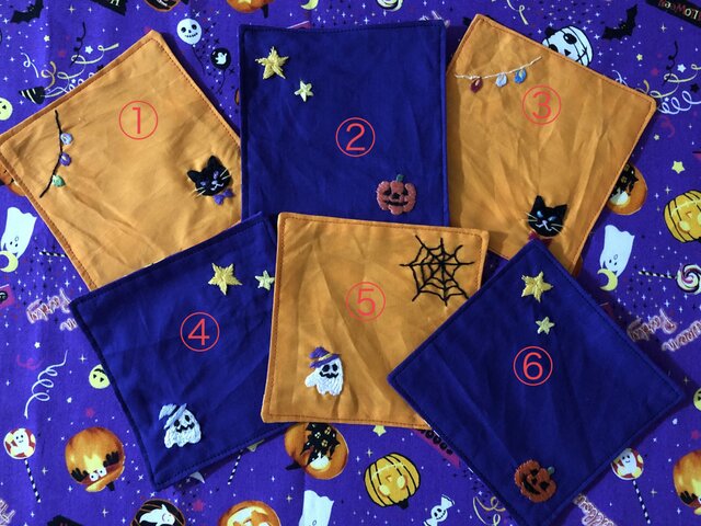 刺繍コースター2枚セット☆ハロウィンの画像1枚目