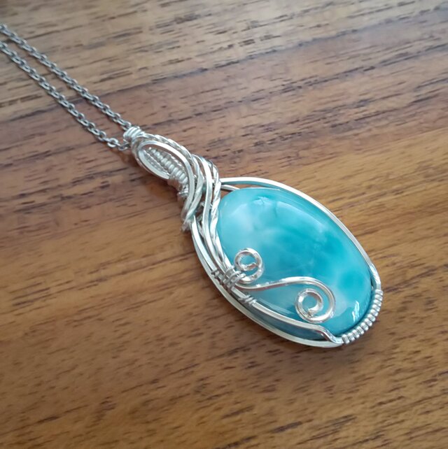 silverラリマー＊ワイヤーアートペンダントトップ☆ | iichi 日々の