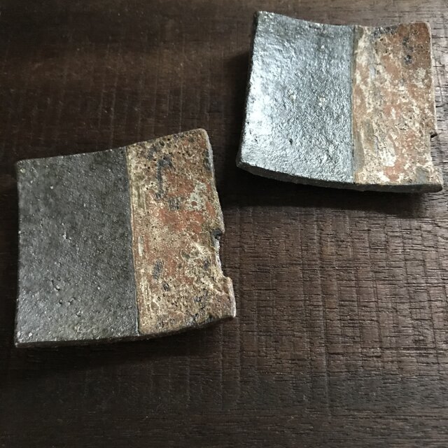焼締豆皿&箸置き(凹みあり)の画像1枚目