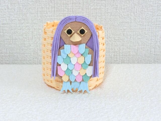 クラフトバンドカゴ アマビエ様の小物収納の画像1枚目