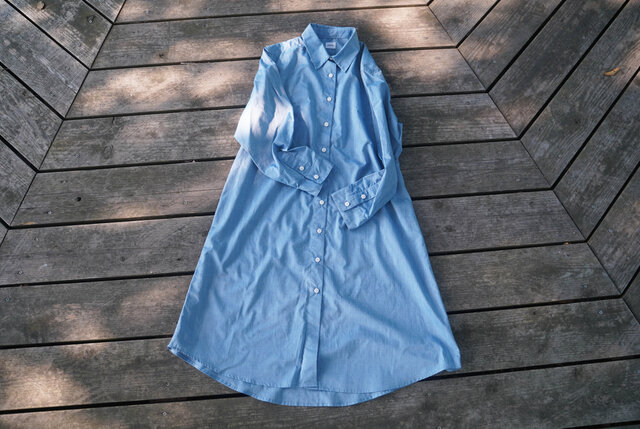 1点のみ 柔らかコットン 播州織 シャツワンピース shirt onepiece bansyuoriの画像1枚目