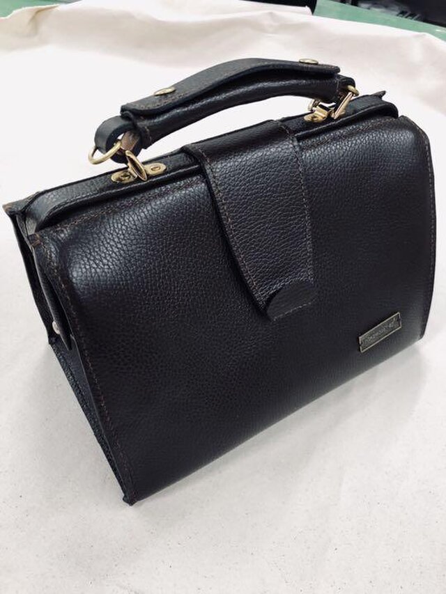 レザーダークブラウン ダレスハンドバック Iichi ハンドメイド クラフト作品 手仕事品の通販