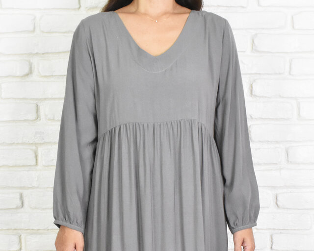 グレー 長袖 ティアード ワンピース セール】ティアード カットソー ワンピース 長袖（ワンピース