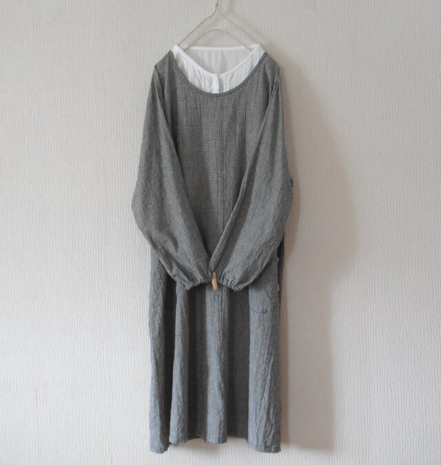 綿麻のかっぽう着 黒の画像1枚目