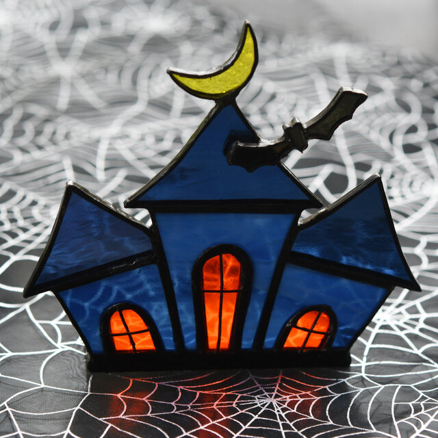 ステンドグラス ハロウィンハウス キャンドルホルダーにもの画像1枚目