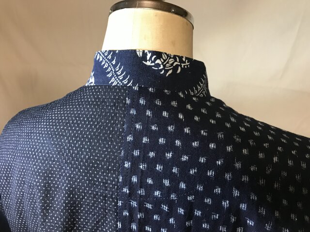 布ど〜らく　古布　絣かすり　リメイク　チュニック　ジャケット　半袖　フリーサイズ 布ど〜らく 古布 絣かすり リメイク チュニック ジャケ