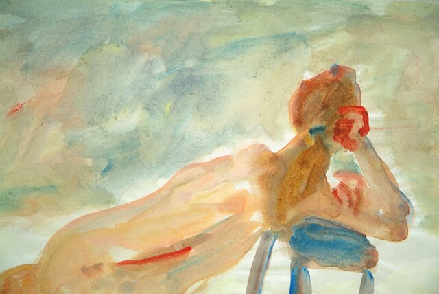 後ろ姿の裸婦水彩画 | iichi 日々の暮らしを心地よくするハンドメイド