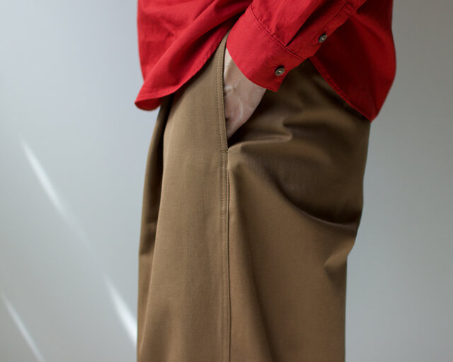 twill cotton /tack wide pants/brownの画像1枚目