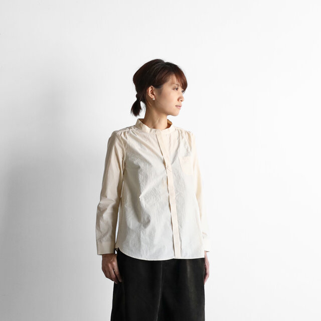 綿ウールタイプライタークロスシャツブラウス(きなり)size1【レディス】の画像1枚目