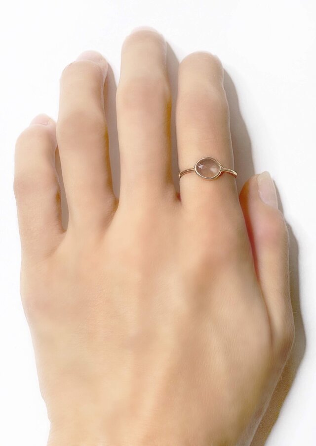 一点もの k18 Peach Moonstone FF リング No.8/ 受注制作の画像1枚目