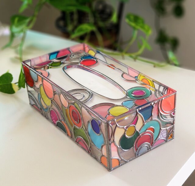 専用！フローラ2色のティッシュケース2点 ステンドグラス 専用