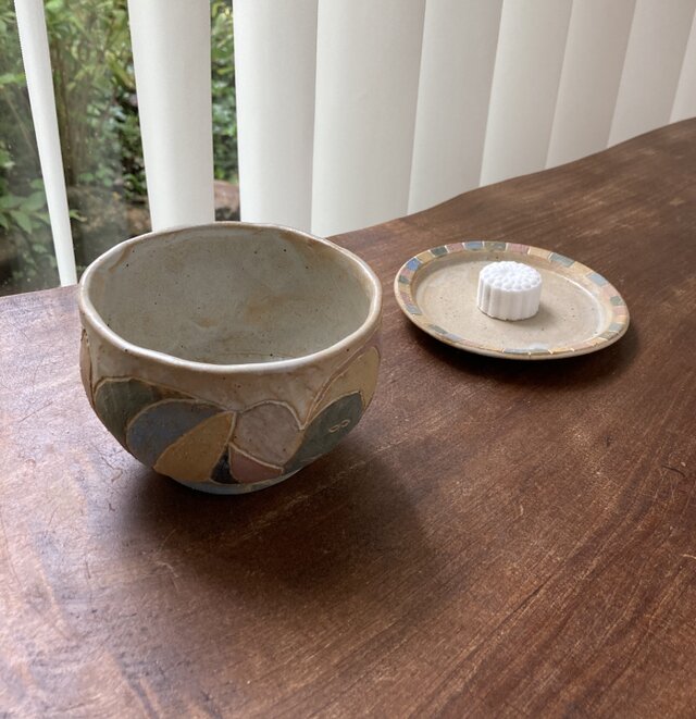抹茶茶碗とお皿セットの画像1枚目