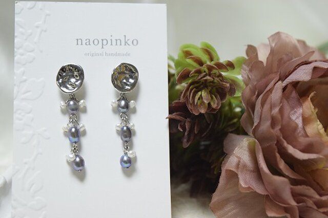 ダブル淡水パールのゆらゆらピアス★の画像1枚目