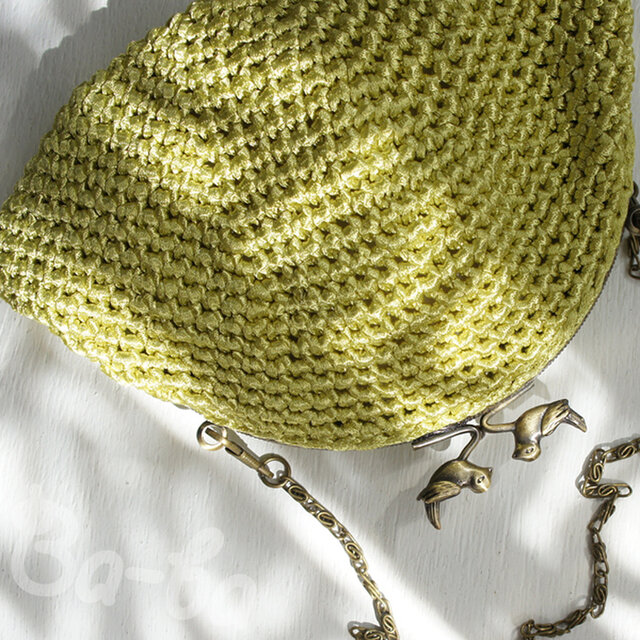 ばあば作♪小鳥のプチバッグ（waterblue・C1335）