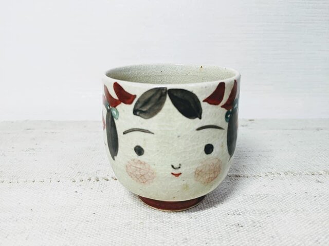 りんご灰釉・こけし湯呑みの画像1枚目