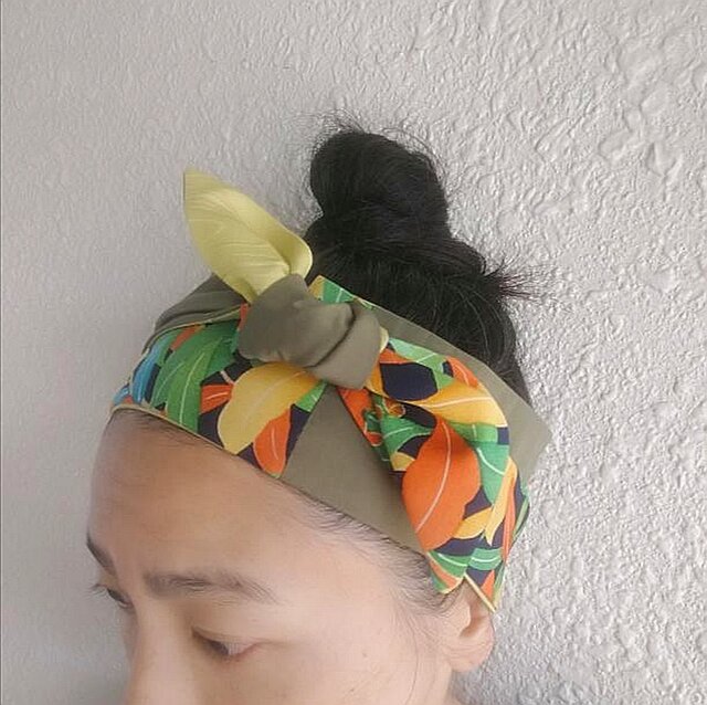 ヴィンテージきもの ヘアアクセサリー ひらりと舞う葉っぱのパレット 6way まきまきターバン Iichi ハンドメイド クラフト作品 手仕事品の通販