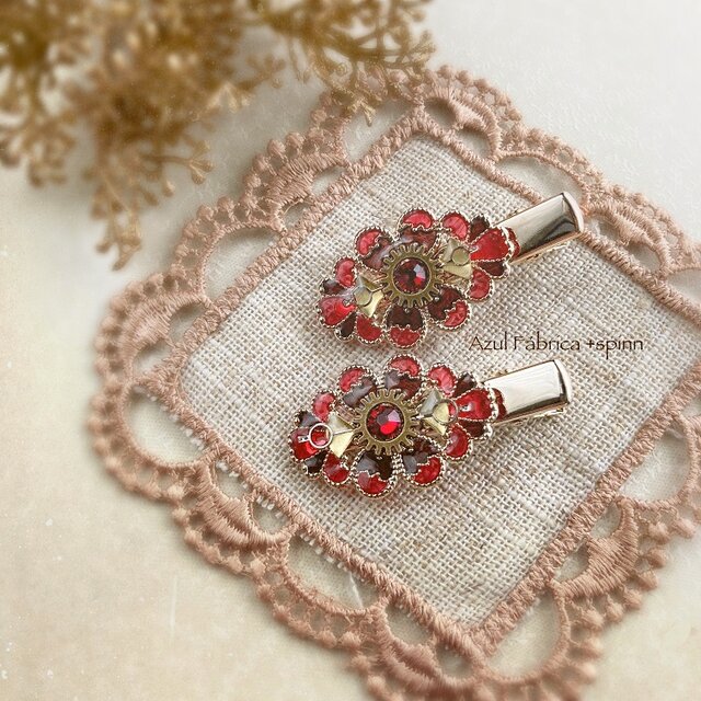 ヘアクリップ Vitrail (red)の画像1枚目