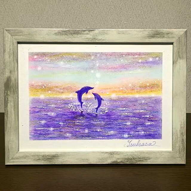 海とイルカのパステルアート 彩の朝 パステル画原画 | iichi